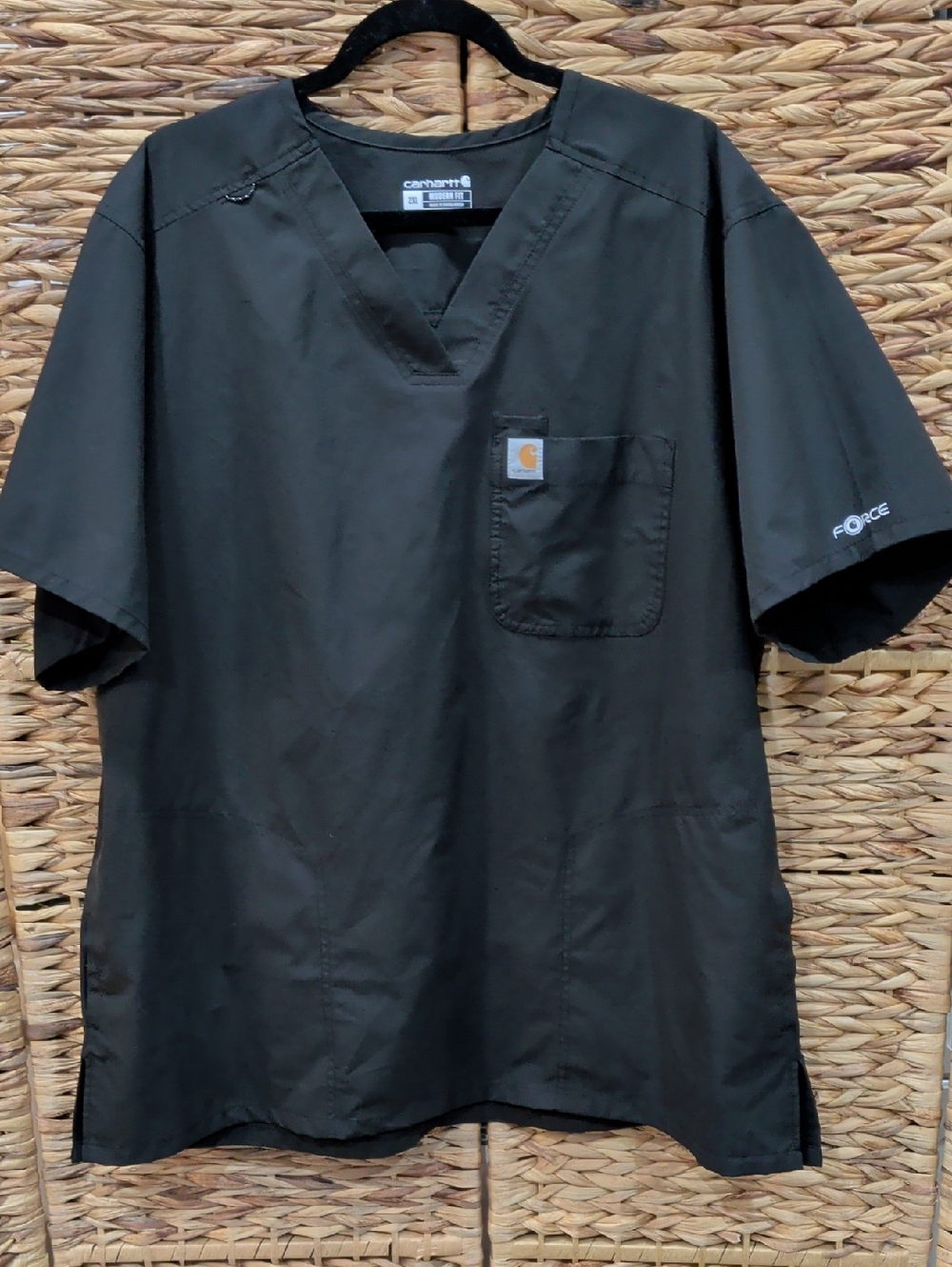 Carhartt Black V Neck Short Sleeve Scrub Top Size 2XL